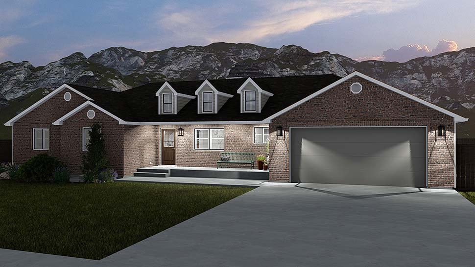 Plan with 3709 Sq. Ft., 5 Bedrooms, 4 Bathrooms, 2 Car Garage Picture 4