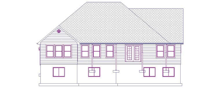 Plan with 3802 Sq. Ft., 5 Bedrooms, 4 Bathrooms, 2 Car Garage Rear Elevation