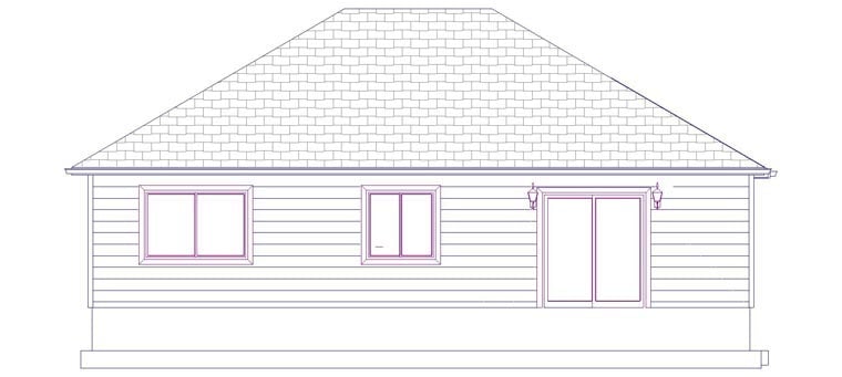 Plan with 1552 Sq. Ft., 3 Bedrooms, 2 Bathrooms, 2 Car Garage Rear Elevation