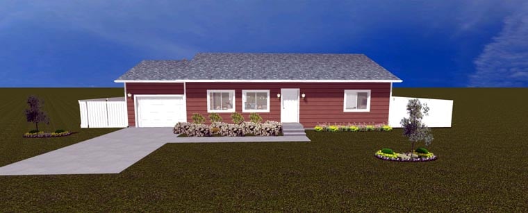 Plan with 1190 Sq. Ft., 2 Bedrooms, 1 Bathrooms, 1 Car Garage Picture 11