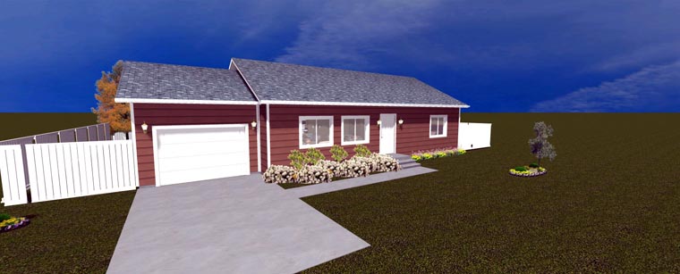 Plan with 1190 Sq. Ft., 2 Bedrooms, 1 Bathrooms, 1 Car Garage Picture 4