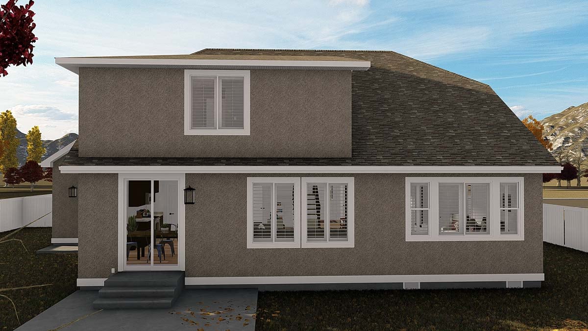 Contemporary Traditional Rear Elevation of Plan 50523