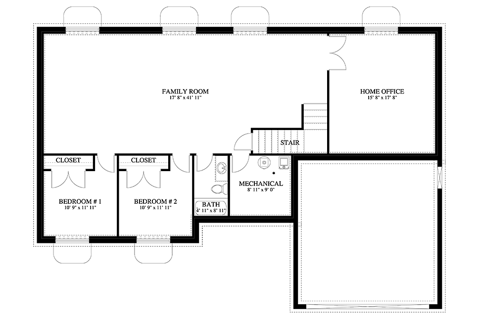 Ranch Traditional Lower Level of Plan 50528