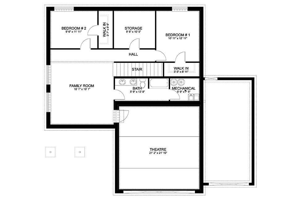 Craftsman Traditional Lower Level of Plan 50533