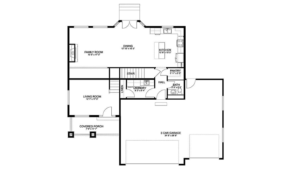 Craftsman Traditional Level One of Plan 50533