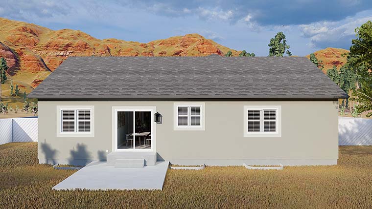 Ranch Traditional Rear Elevation of Plan 50534