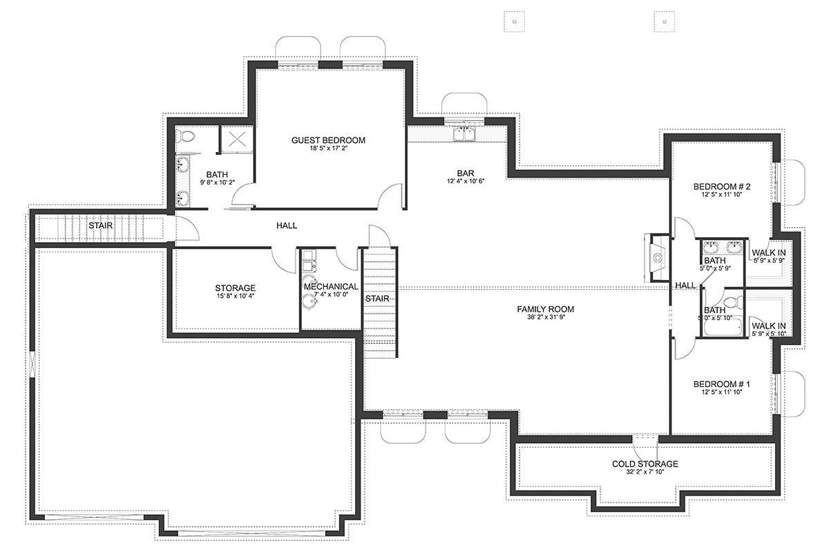 Craftsman Ranch Traditional Lower Level of Plan 50536