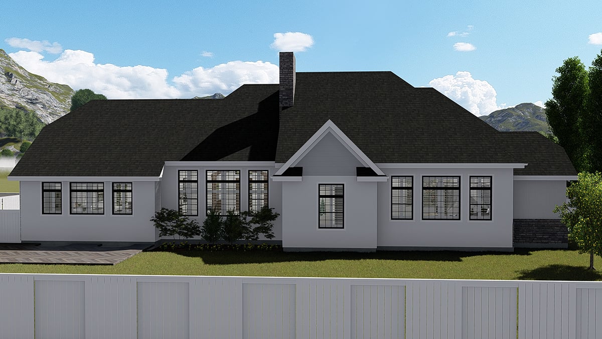 Craftsman, Traditional Plan with 5585 Sq. Ft., 3 Bedrooms, 5 Bathrooms, 2 Car Garage Rear Elevation