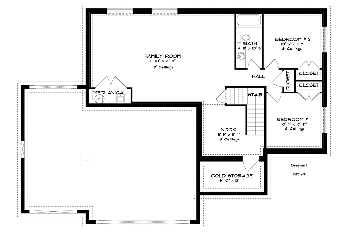 Craftsman Traditional Lower Level of Plan 50541