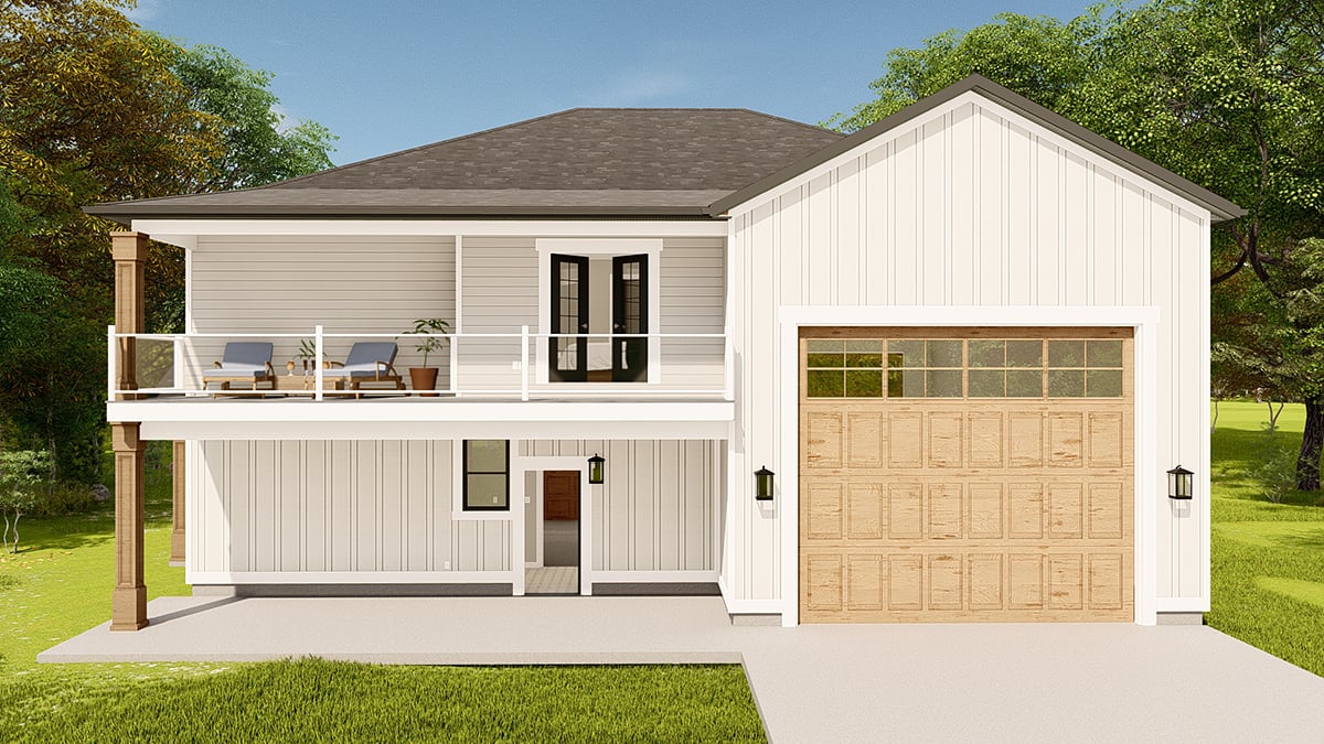 Country Farmhouse Traditional Rear Elevation of Plan 50546
