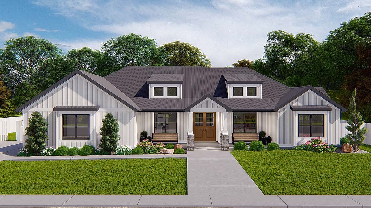 Country, Ranch, Traditional Plan with 2564 Sq. Ft., 3 Bedrooms, 3 Bathrooms, 2 Car Garage Elevation