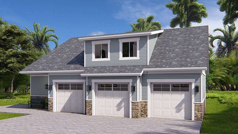 Craftsman, Traditional Plan with 1271 Sq. Ft., 1 Bedrooms, 1 Bathrooms, 3 Car Garage Picture 4
