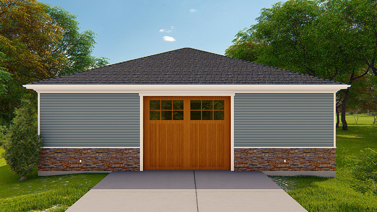 Craftsman, Traditional Plan, 1 Bathrooms, 3 Car Garage Rear Elevation