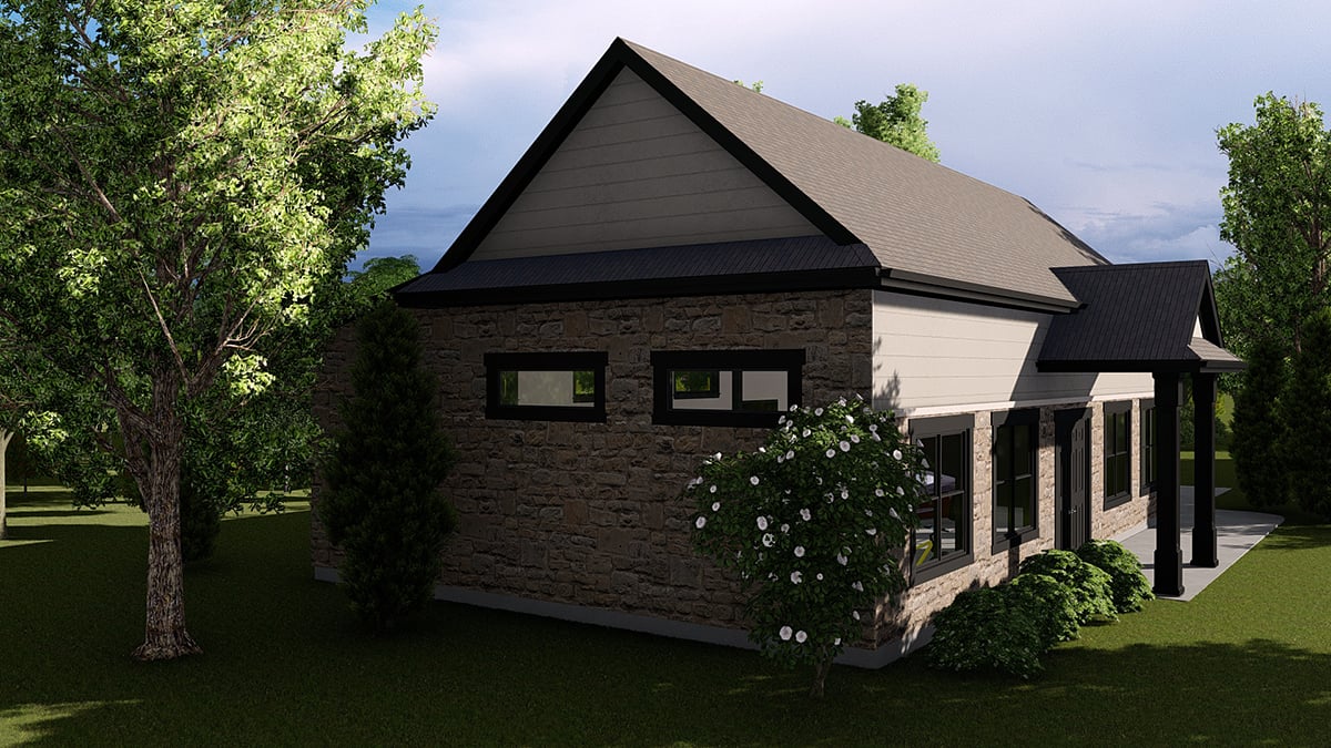 Country, Craftsman, Traditional Plan, 6 Car Garage Rear Elevation