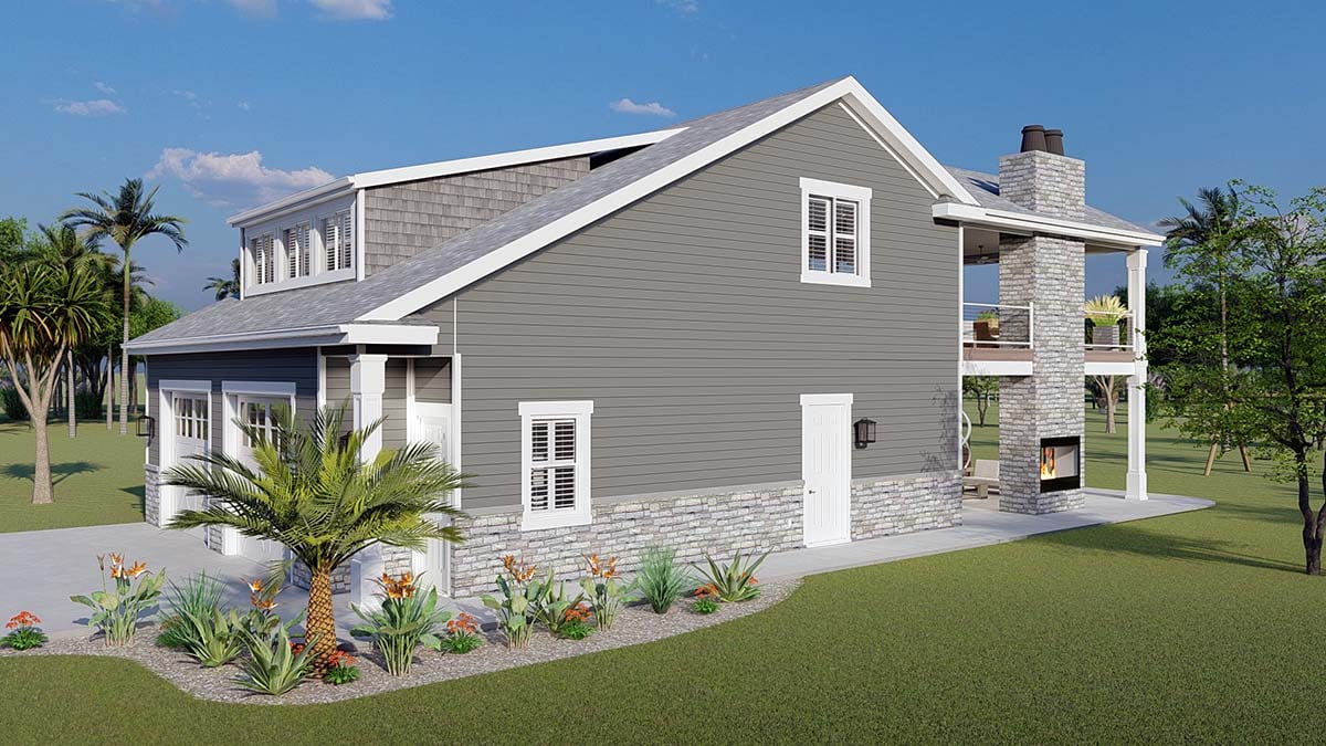 Cottage, Craftsman, Traditional Plan with 1305 Sq. Ft., 1 Bedrooms, 3 Bathrooms, 2 Car Garage Picture 2