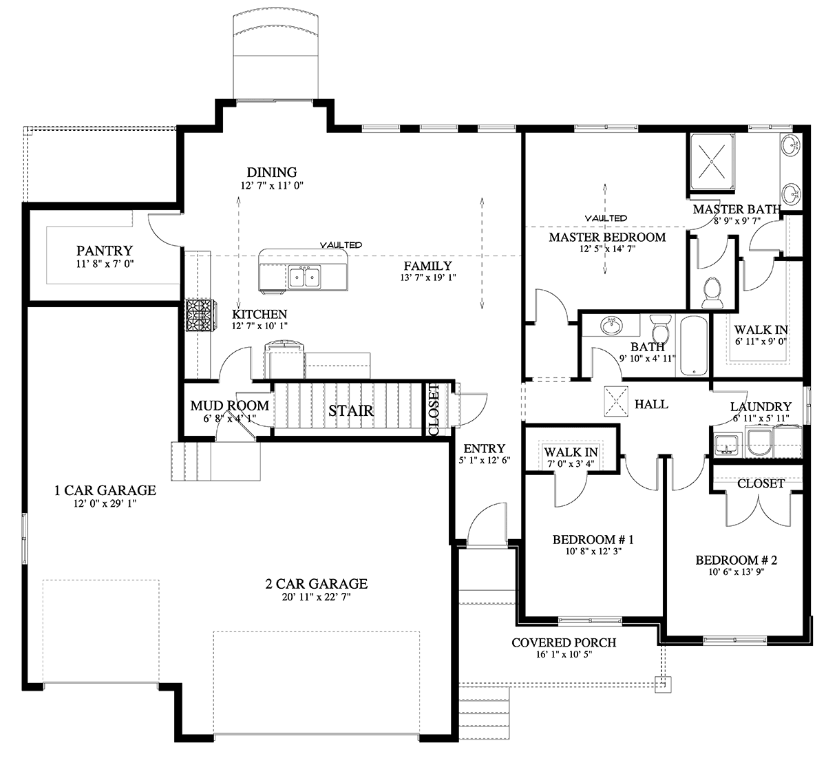 Ranch Traditional Level One of Plan 50589