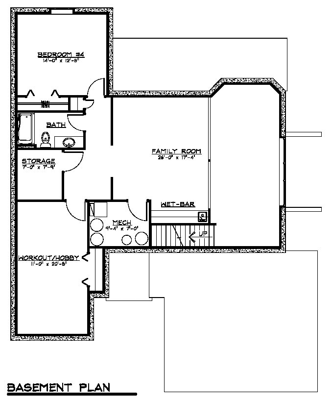 Cottage Country Craftsman Ranch Traditional Lower Level of Plan 50601