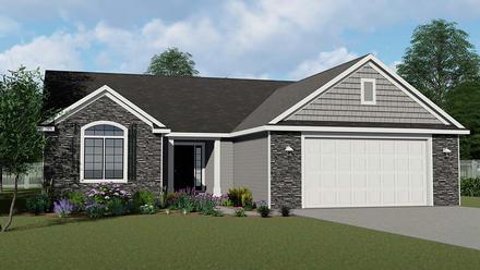 Cottage Country Craftsman Ranch Traditional Elevation of Plan 50601