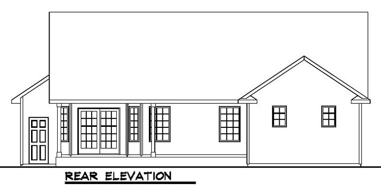 Cottage Country Craftsman Ranch Traditional Rear Elevation of Plan 50601