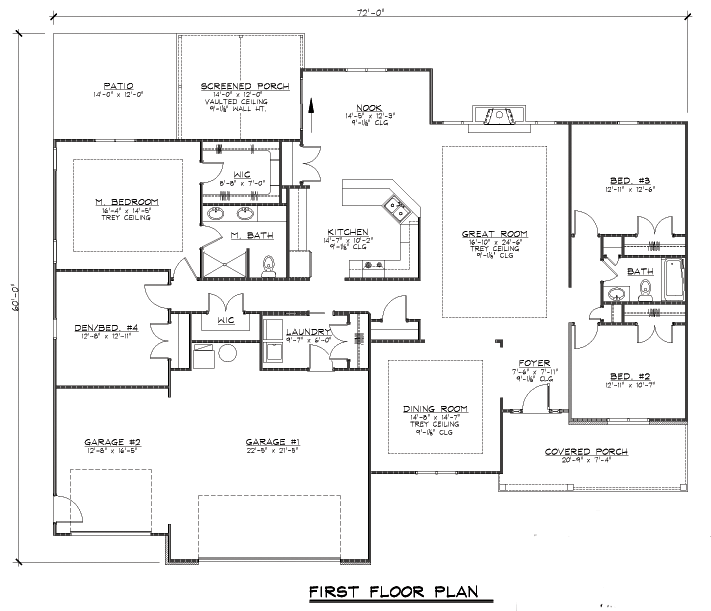 Colonial Cottage Country Craftsman Ranch Southern Traditional Level One of Plan 50605