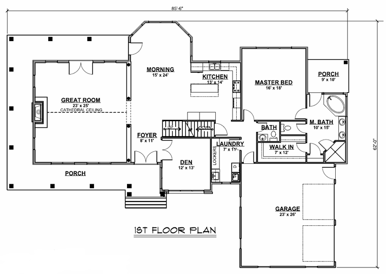 Colonial Cottage Country Craftsman Farmhouse Ranch Southern Traditional Level One of Plan 50609