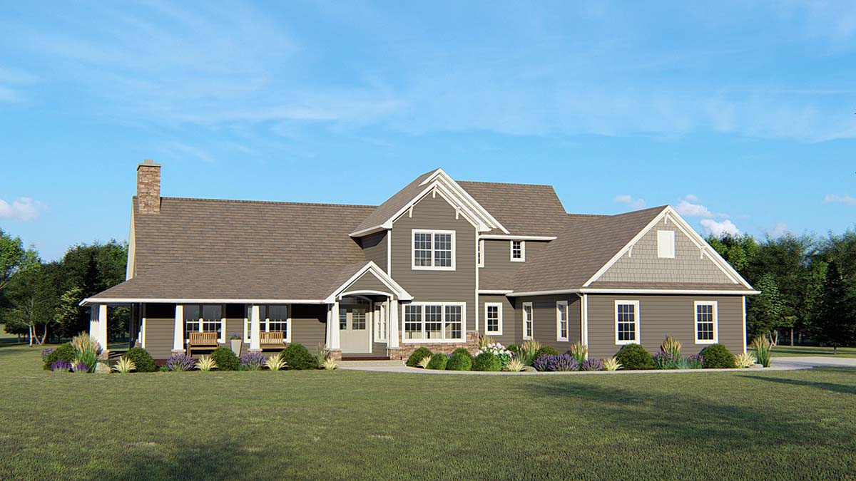 Colonial, Cottage, Country, Craftsman, Farmhouse, Ranch, Southern, Traditional Plan with 5472 Sq. Ft., 4 Bedrooms, 3 Bathrooms, 2 Car Garage Elevation