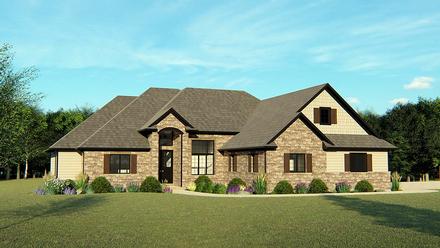 Country Craftsman European Ranch Traditional Elevation of Plan 50613