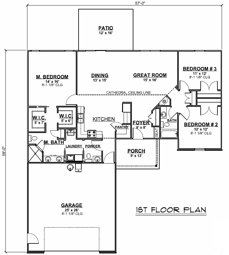 Colonial Cottage Country Craftsman Ranch Traditional Level One of Plan 50615