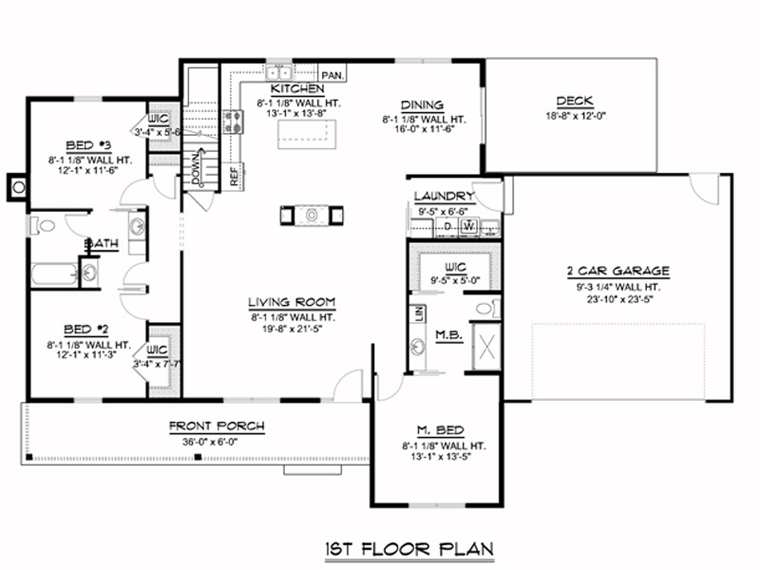 Colonial Cottage Country Craftsman Ranch Traditional Level One of Plan 50623