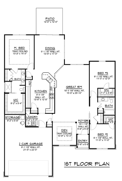 Colonial Cottage Country Craftsman European Ranch Traditional Level One of Plan 50627