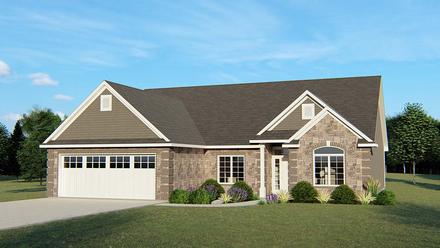 Colonial Cottage Country Craftsman European Ranch Traditional Elevation of Plan 50627