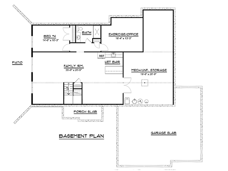 Craftsman Ranch Traditional Lower Level of Plan 50631