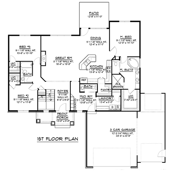 Craftsman Ranch Traditional Level One of Plan 50631
