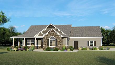 Country Craftsman Elevation of Plan 50634