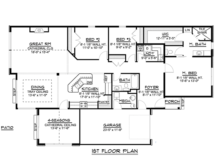 Ranch Traditional Level One of Plan 50635