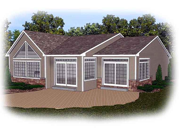 Ranch Traditional Rear Elevation of Plan 50635