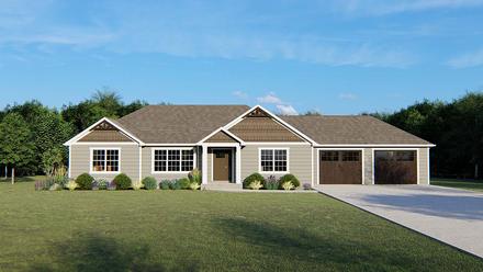 Ranch Traditional Elevation of Plan 50636