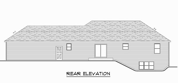Ranch Traditional Rear Elevation of Plan 50636