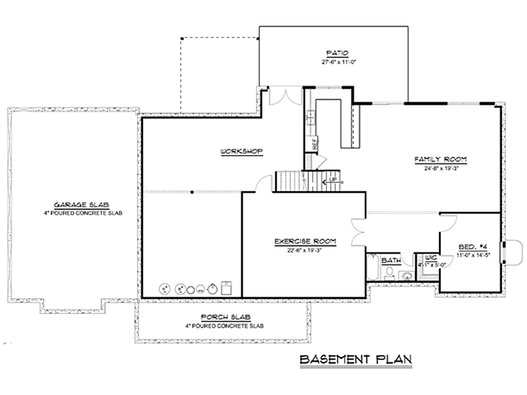 Country Craftsman Ranch Lower Level of Plan 50637