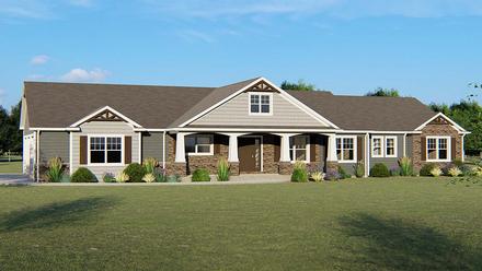 Country Craftsman Ranch Elevation of Plan 50637