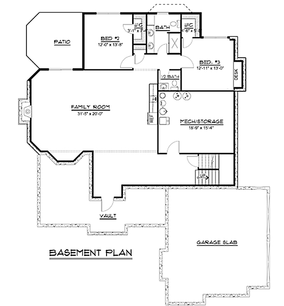 Country Craftsman Ranch Lower Level of Plan 50638