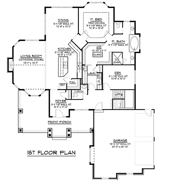 Country Craftsman Ranch Level One of Plan 50638