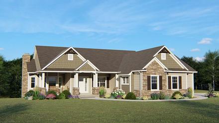 Country Craftsman Ranch Elevation of Plan 50638