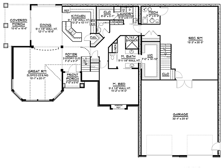 Contemporary Craftsman Level One of Plan 50639