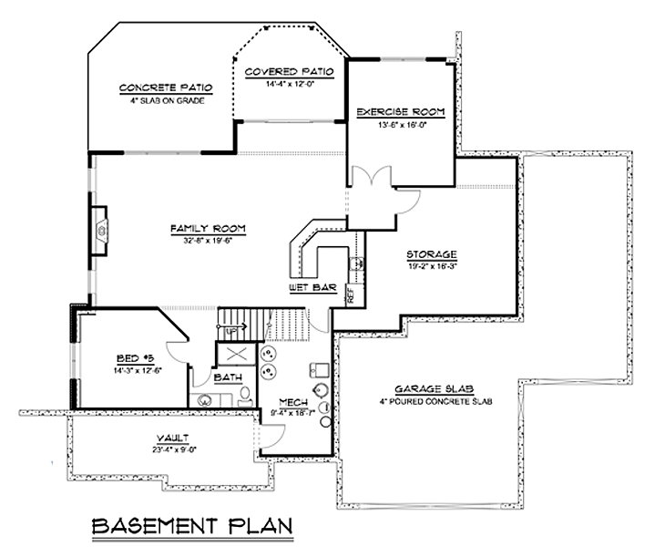 Cottage Country Craftsman Lower Level of Plan 50640