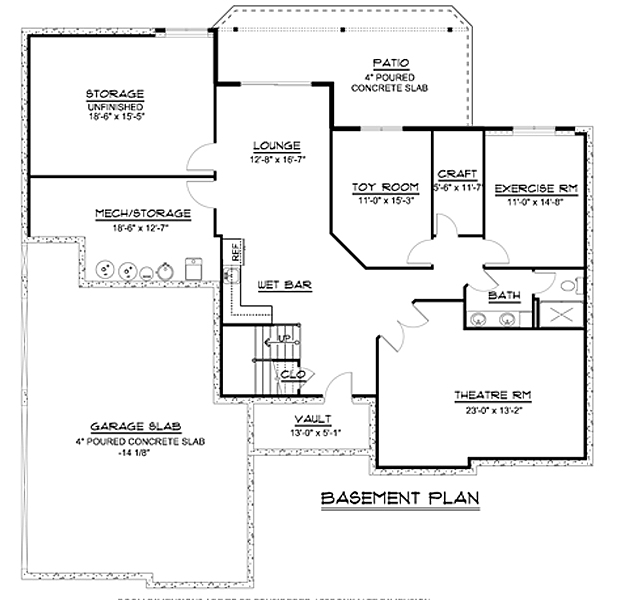 Craftsman Ranch Traditional Lower Level of Plan 50641