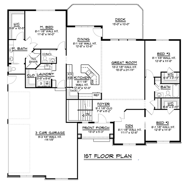 Craftsman Ranch Traditional Level One of Plan 50641