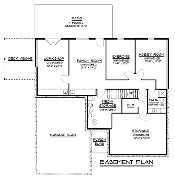 Ranch Traditional Lower Level of Plan 50646