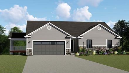 Ranch Traditional Elevation of Plan 50646