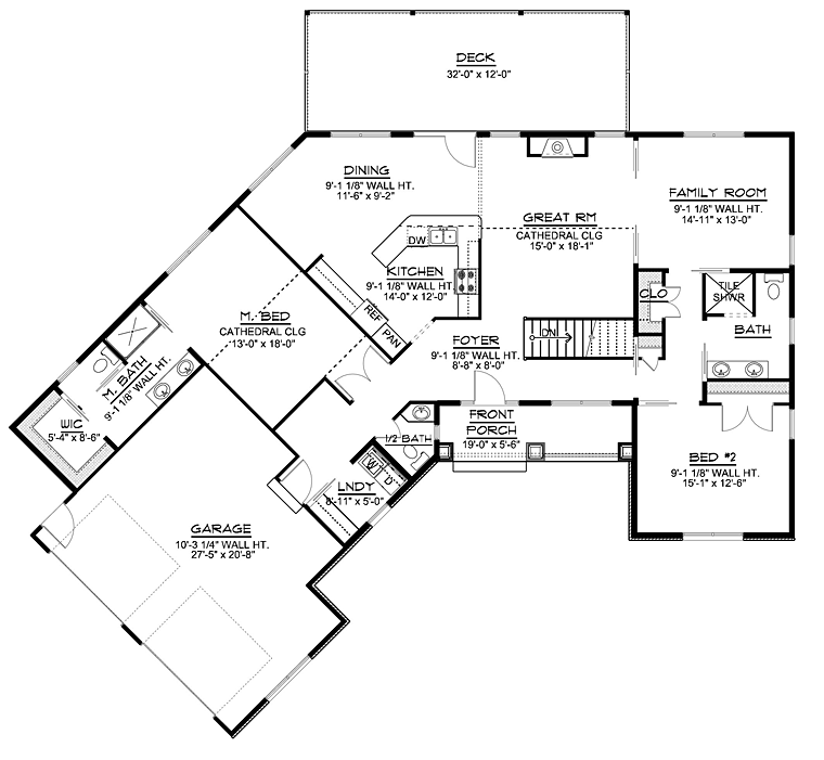 Craftsman Ranch Level One of Plan 50647